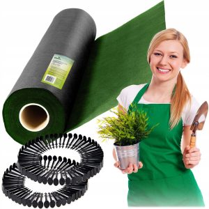 Чорно-Зелене Агроволокно Plonos 1.6x50 м 90 г/м² із 100 Шпильками для Садівництва