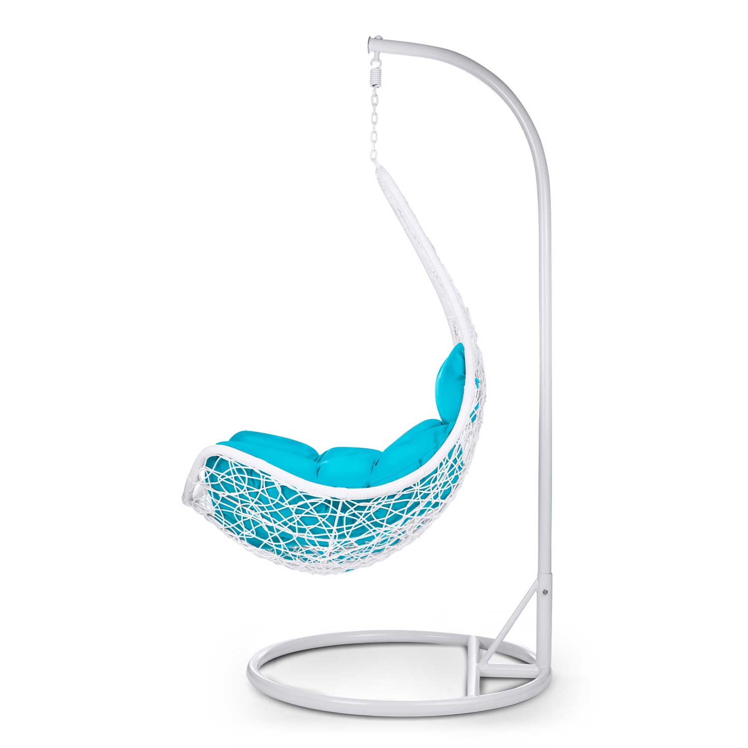 Стильна Підвісна Гойдалка Cabana Біла з Блакитними Подушками для Затишного Садового Релаксу - Зображення 9