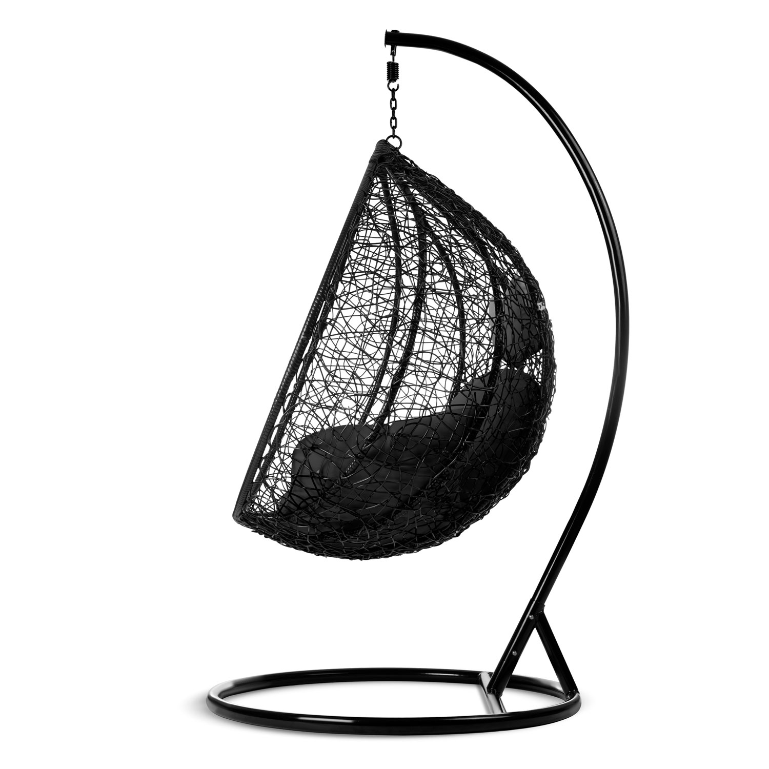 Комфортне Підвісне Садове Крісло Hawana Чорне з Чорними Подушками для Релаксу в Саду - Зображення 5