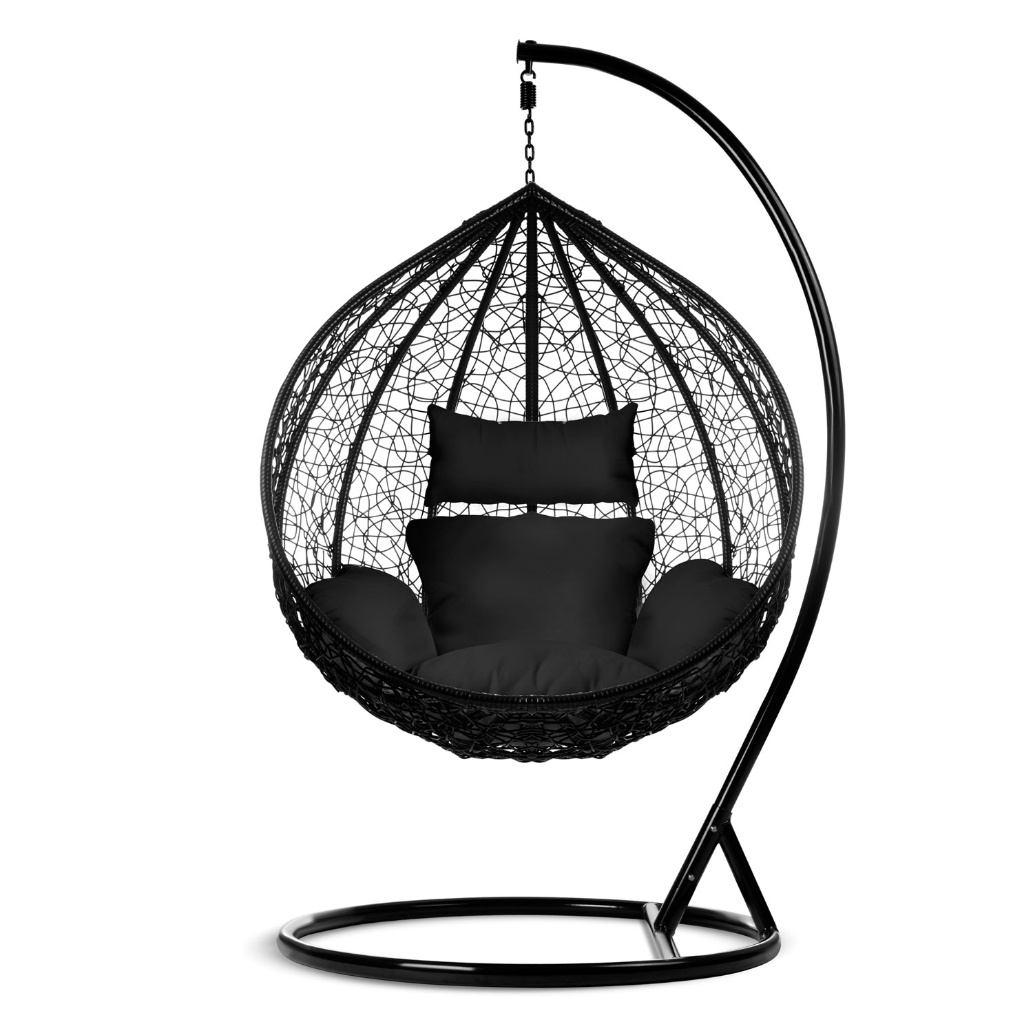 Комфортне Підвісне Садове Крісло Hawana Чорне з Чорними Подушками для Релаксу в Саду - Зображення 7