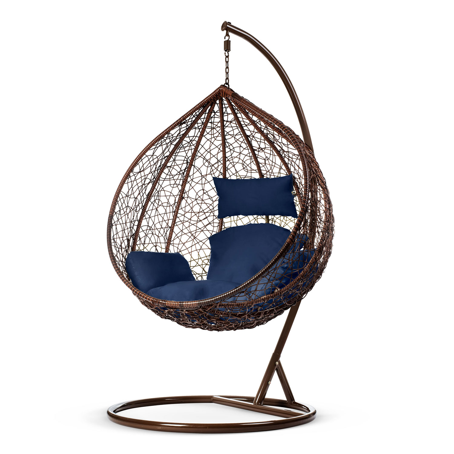Сучасне Підвісне Крісло Hawana Sofotel Коричневе з Темно-Синіми Подушками для Садового Акценту - Зображення 3