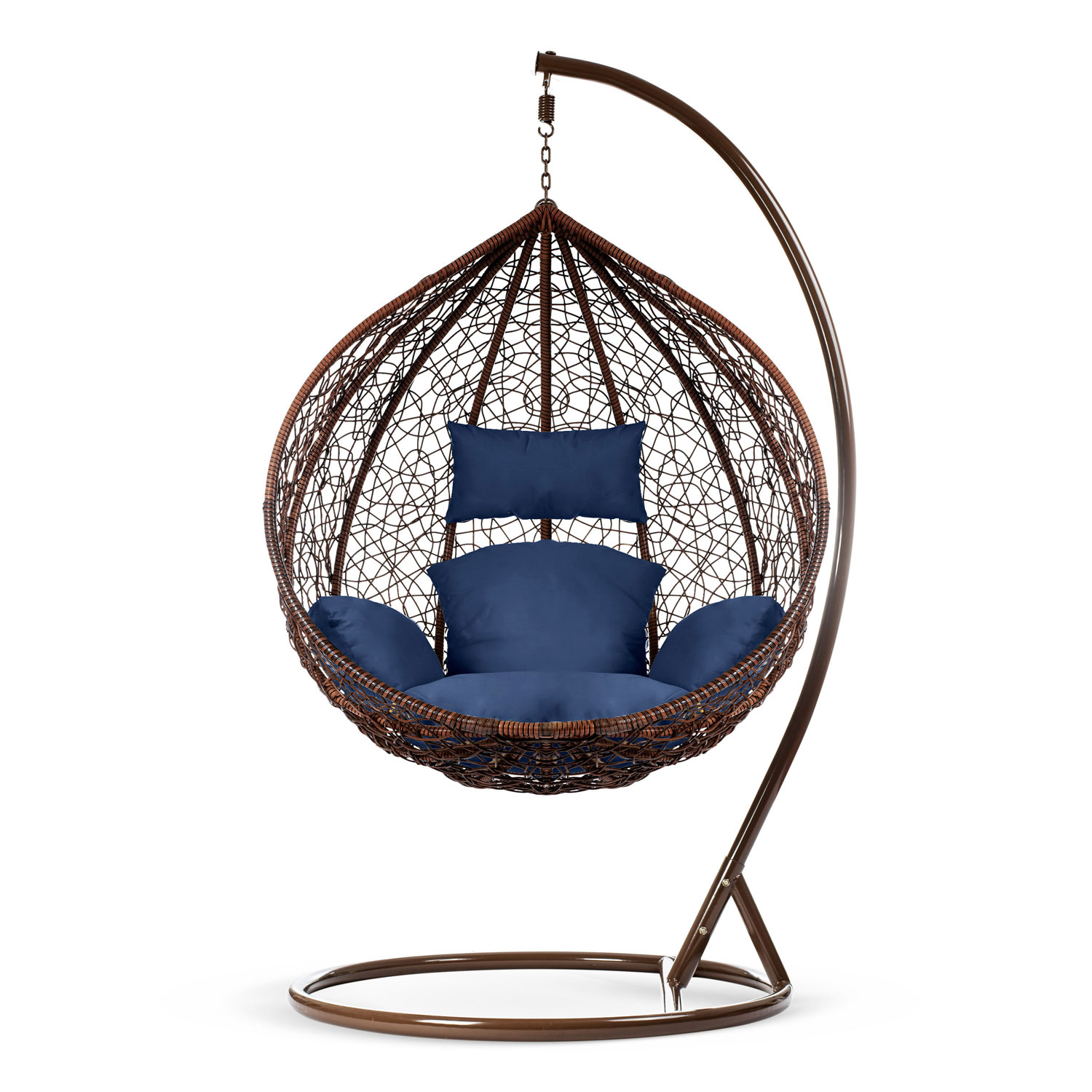 Сучасне Підвісне Крісло Hawana Sofotel Коричневе з Темно-Синіми Подушками для Садового Акценту - Зображення 5
