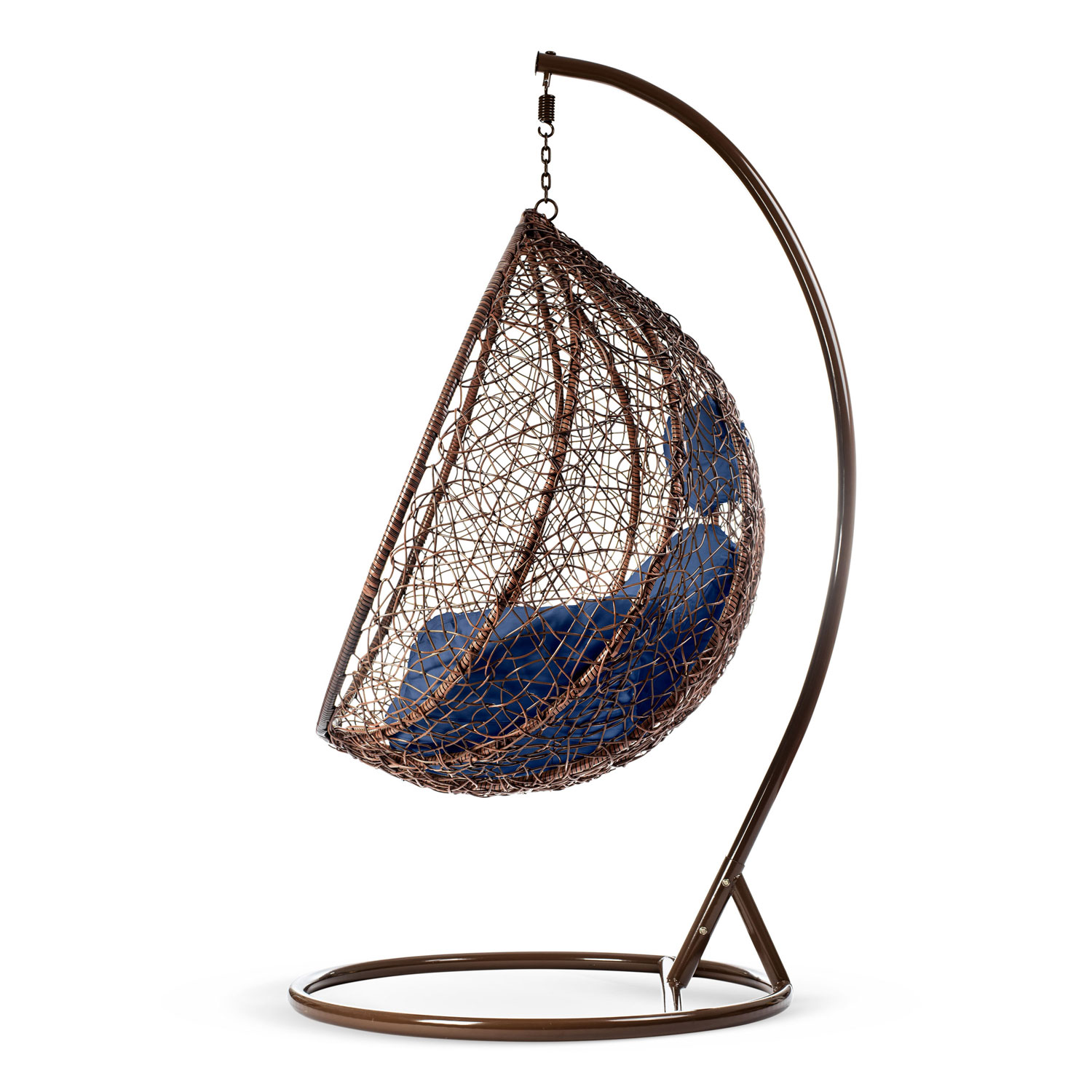 Сучасне Підвісне Крісло Hawana Sofotel Коричневе з Темно-Синіми Подушками для Садового Акценту - Зображення 7