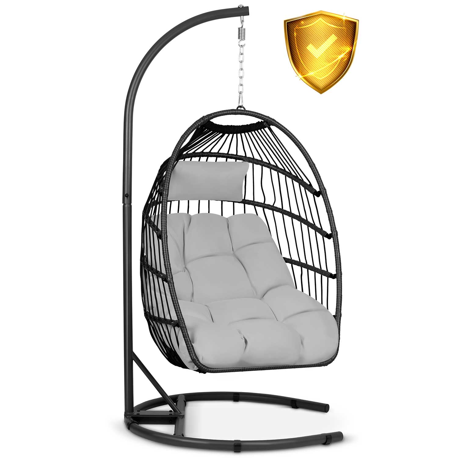 Сучасне Підвісне Садове Крісло Luisiana Чорне з Сірими Подушками Sofotel для Тераси - Зображення 10