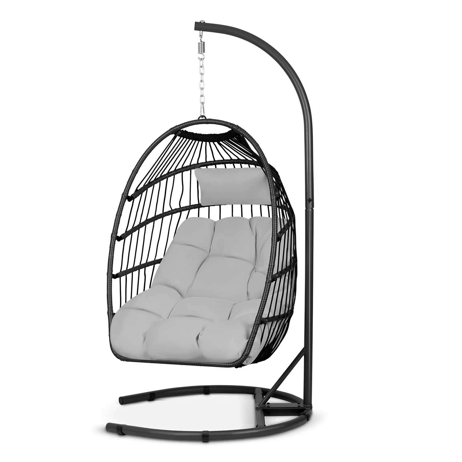 Сучасне Підвісне Садове Крісло Luisiana Чорне з Сірими Подушками Sofotel для Тераси - Зображення 3