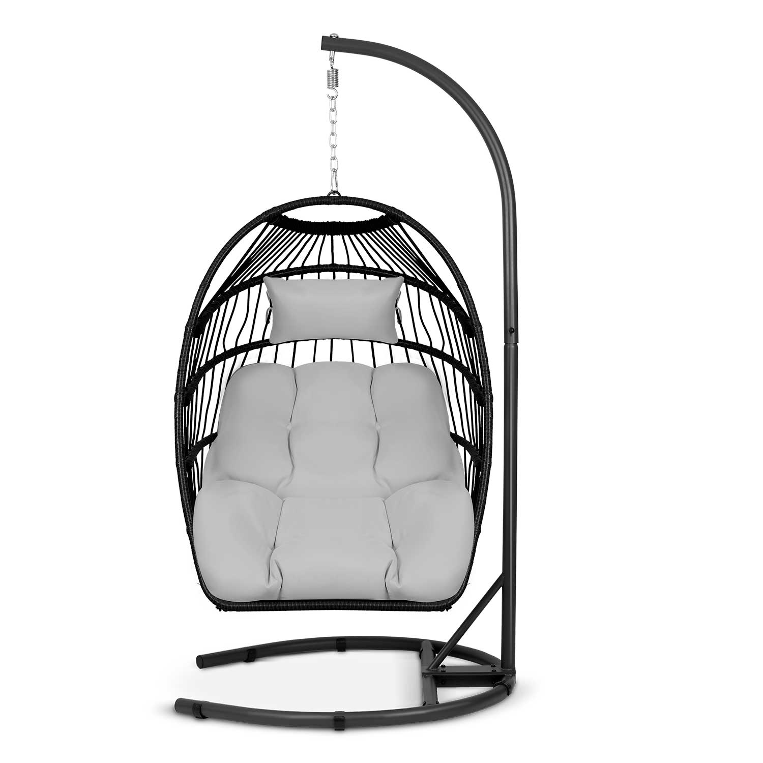 Сучасне Підвісне Садове Крісло Luisiana Чорне з Сірими Подушками Sofotel для Тераси - Зображення 5