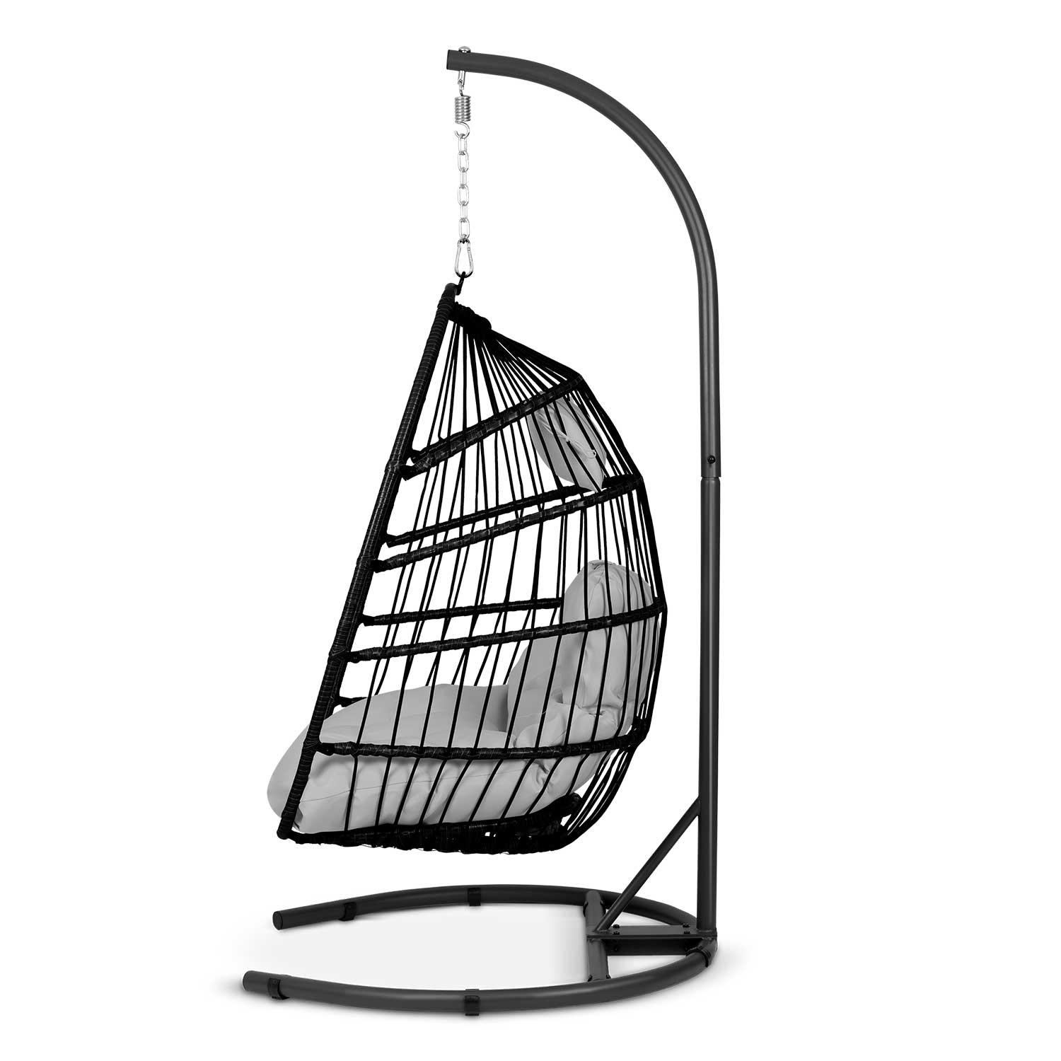 Сучасне Підвісне Садове Крісло Luisiana Чорне з Сірими Подушками Sofotel для Тераси - Зображення 7