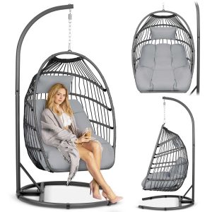 Практичне Підвісне Крісло Luisiana Sofotel Сіре з Сірими Подушками для Стильного Саду