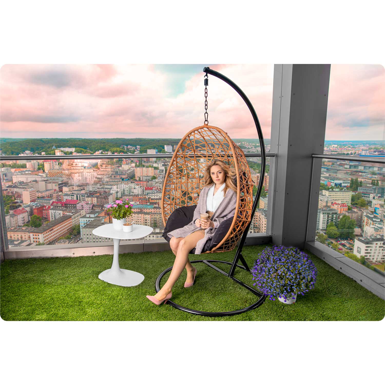 Комфортне Підвісне Садове Крісло Sabana Sofotel Світло-Коричневе для Розкішного Релаксу - Зображення 10