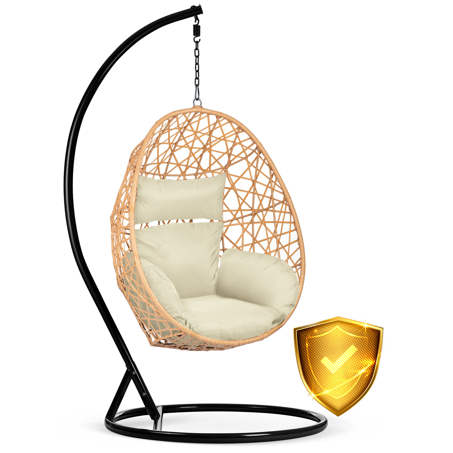 Підвісне Садове Крісло Sabana Sofotel Чорне з Бежевими Подушками для Елегантного Відпочинку - Зображення 11