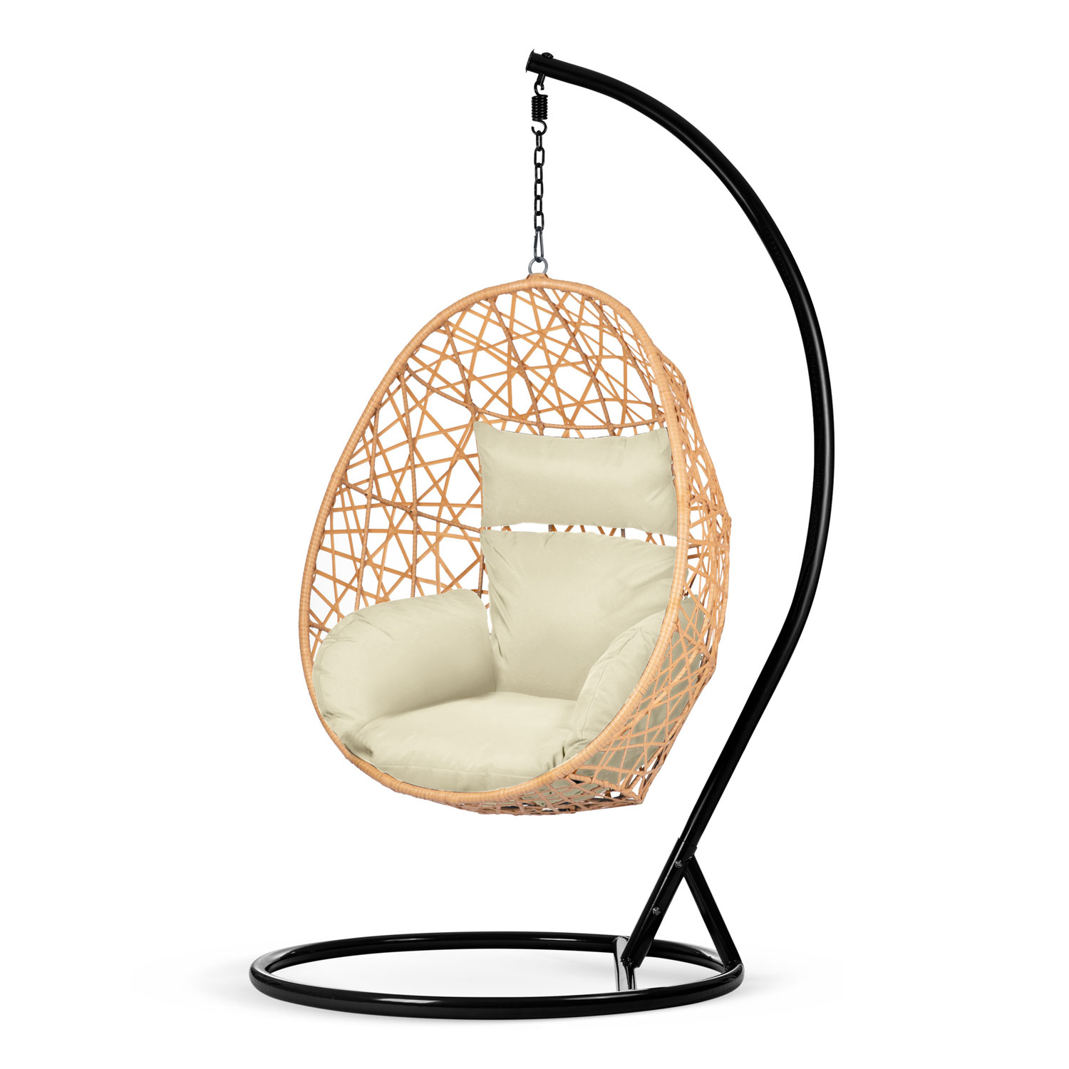 Підвісне Садове Крісло Sabana Sofotel Чорне з Бежевими Подушками для Елегантного Відпочинку - Зображення 5