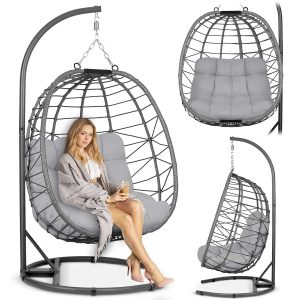 Стильне Підвісне Садове Крісло Tihuana Sofotel Сіре з Сірими Подушками для Затишку