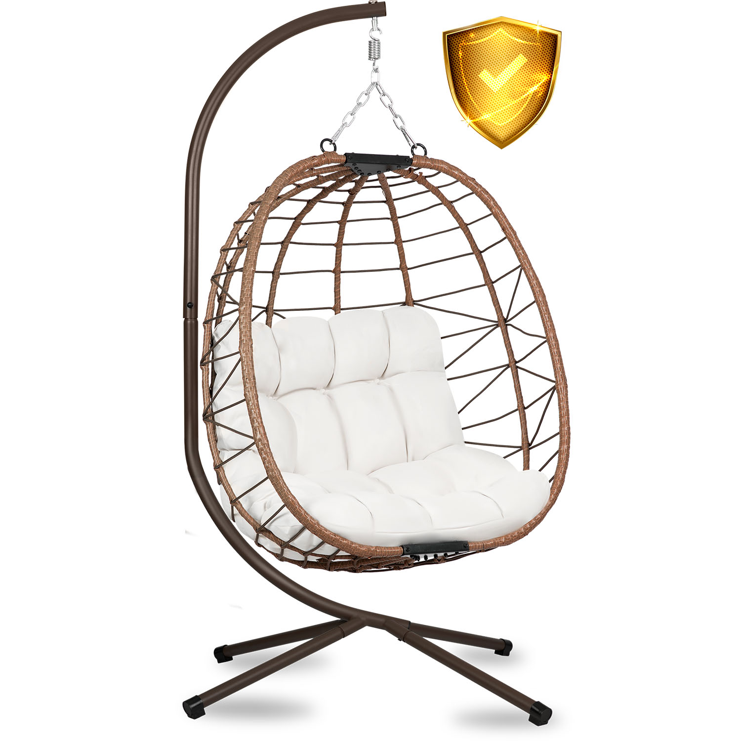 Затишне Підвісне Крісло Tihuana Sofotel Коричневе зі Світло-Бежевими Подушками для Релаксу - Зображення 11