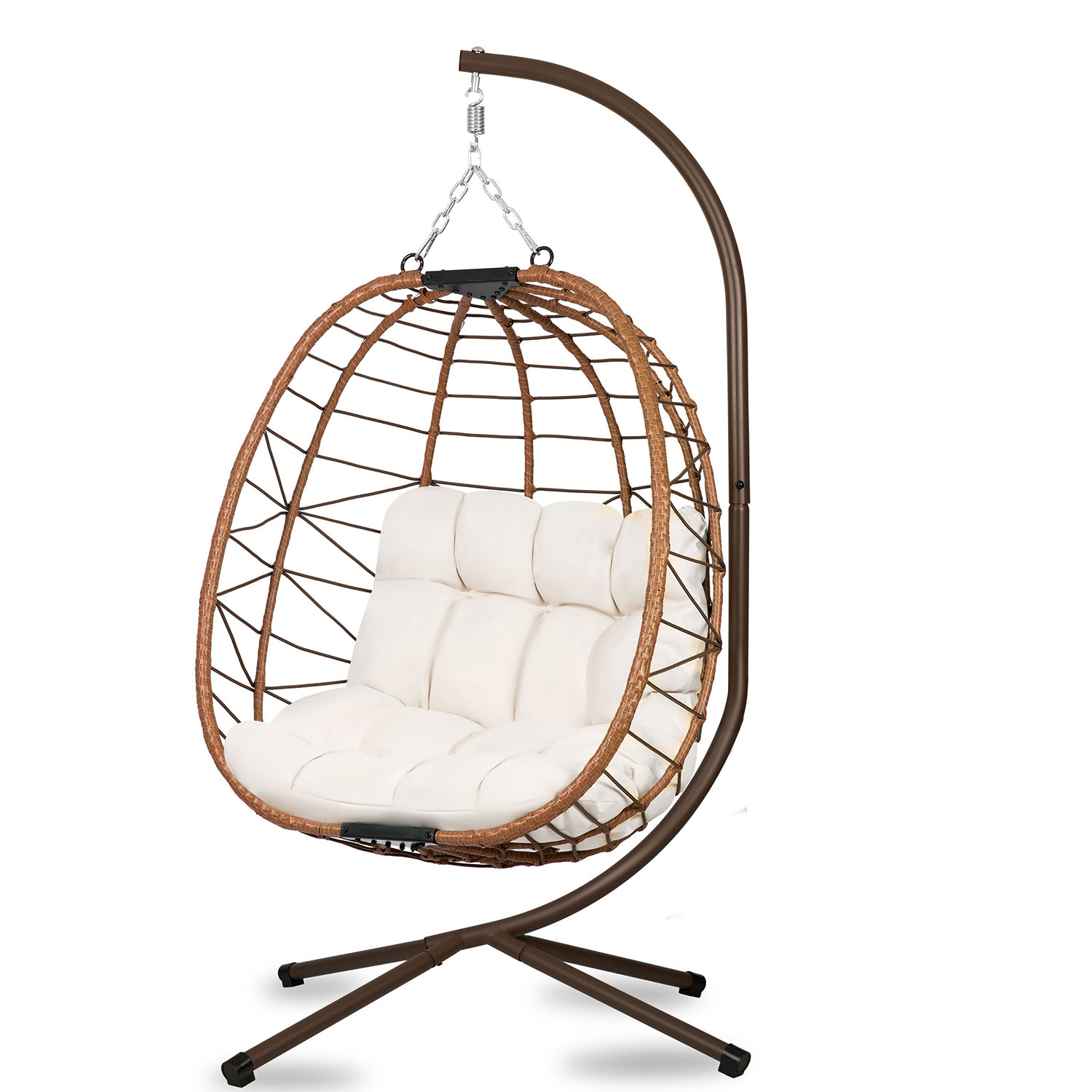 Затишне Підвісне Крісло Tihuana Sofotel Коричневе зі Світло-Бежевими Подушками для Релаксу - Зображення 3