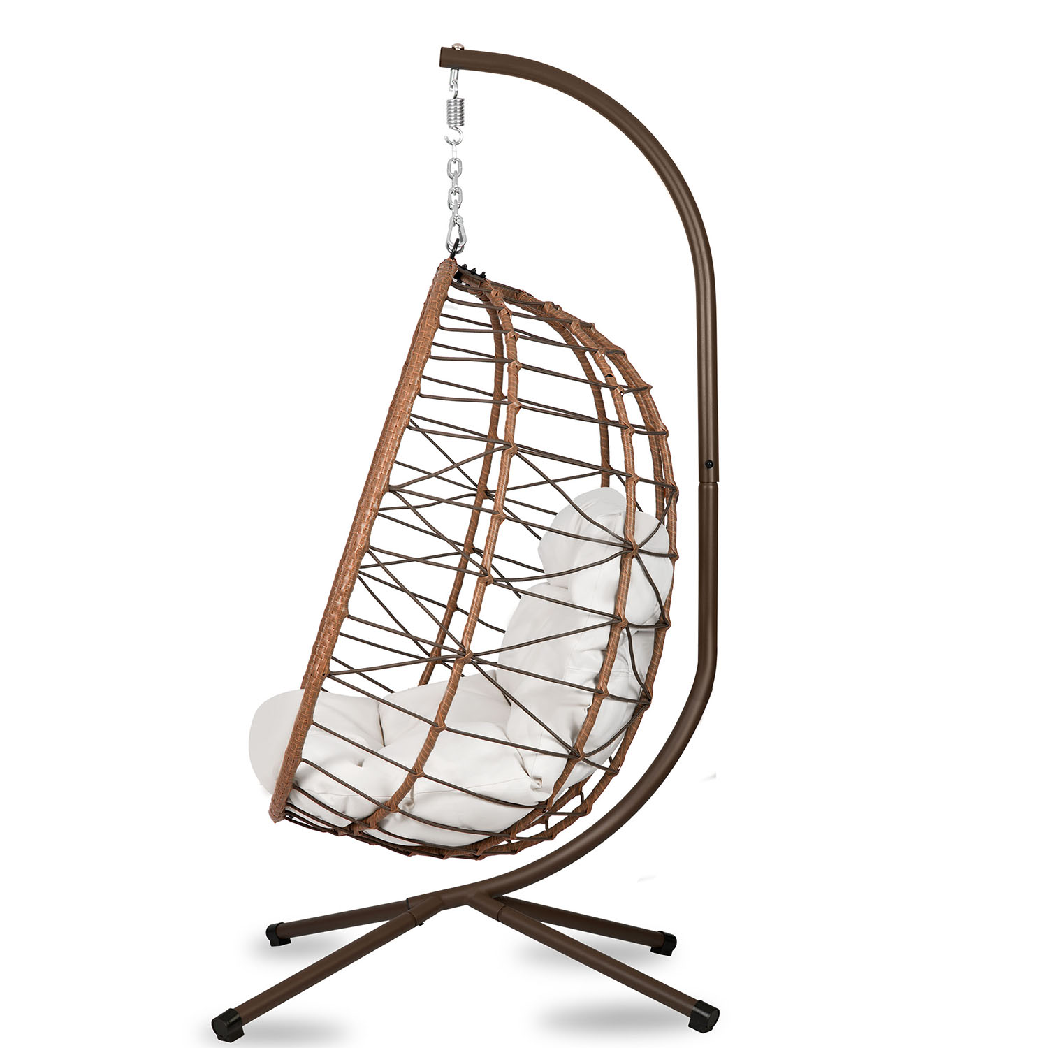 Затишне Підвісне Крісло Tihuana Sofotel Коричневе зі Світло-Бежевими Подушками для Релаксу - Зображення 4