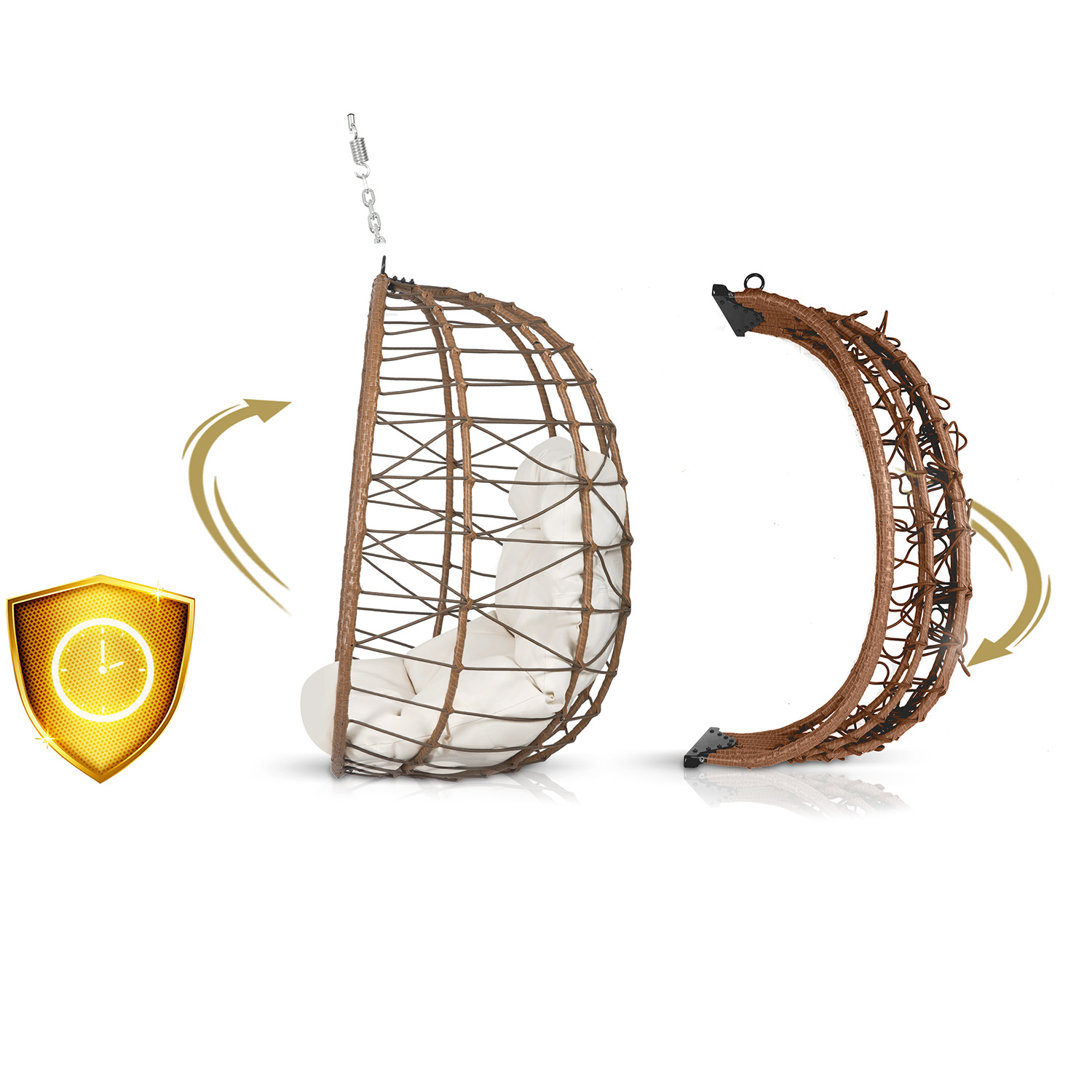 Затишне Підвісне Крісло Tihuana Sofotel Коричневе зі Світло-Бежевими Подушками для Релаксу - Зображення 14