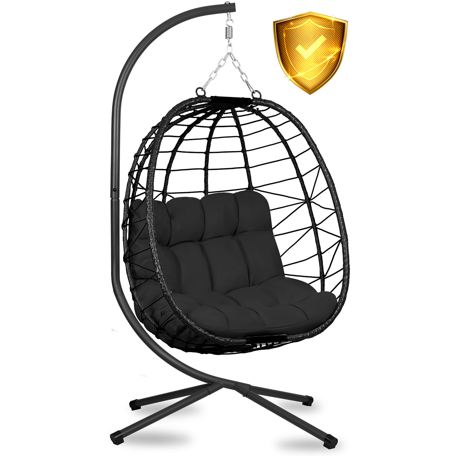 Мінімалістичне Підвісне Садове Крісло Tihuana Чорне з Чорними Подушками Sofotel для Стилю - Зображення 11