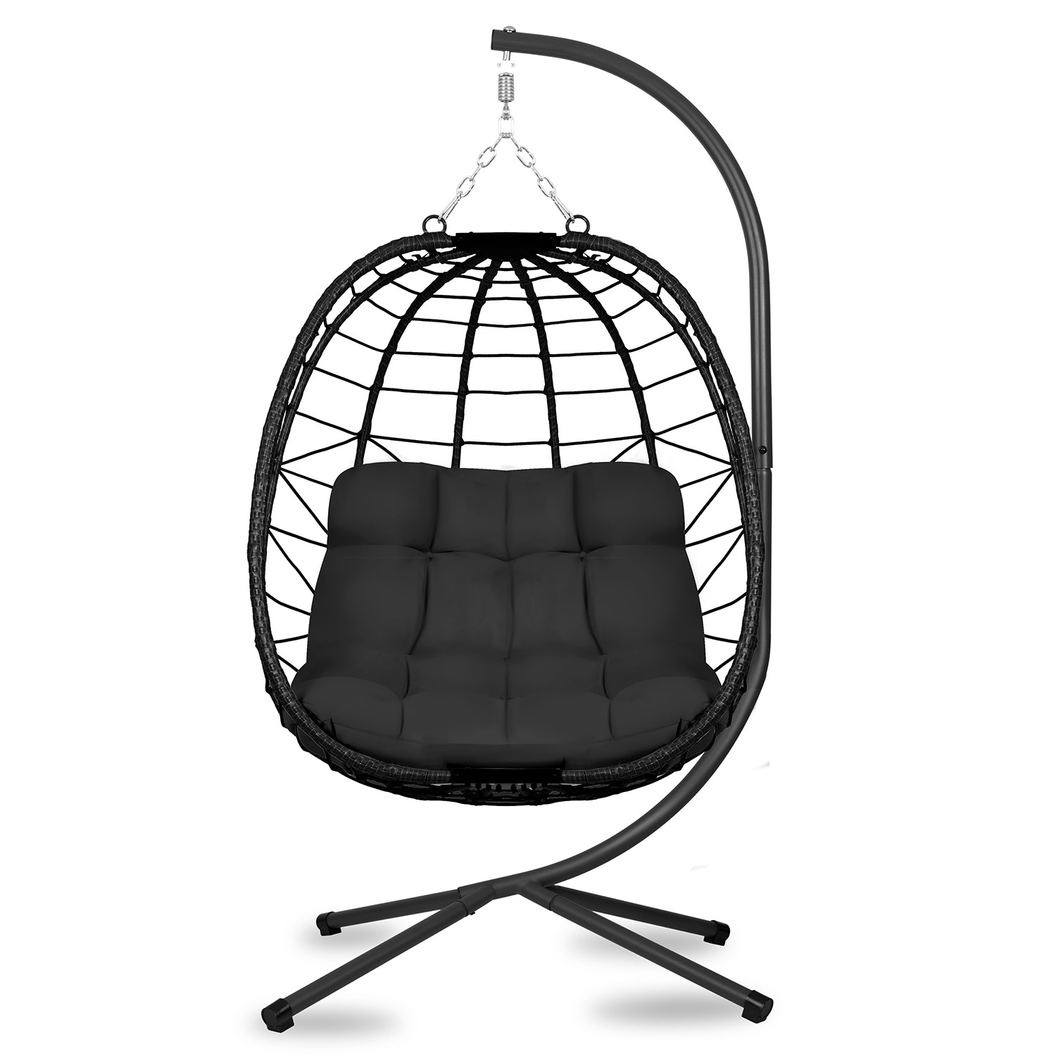 Мінімалістичне Підвісне Садове Крісло Tihuana Чорне з Чорними Подушками Sofotel для Стилю - Зображення 2