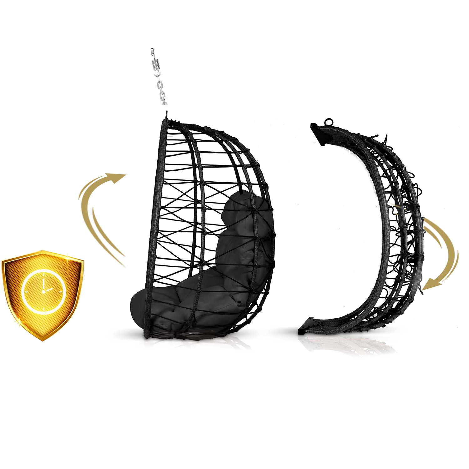 Мінімалістичне Підвісне Садове Крісло Tihuana Чорне з Чорними Подушками Sofotel для Стилю - Зображення 15