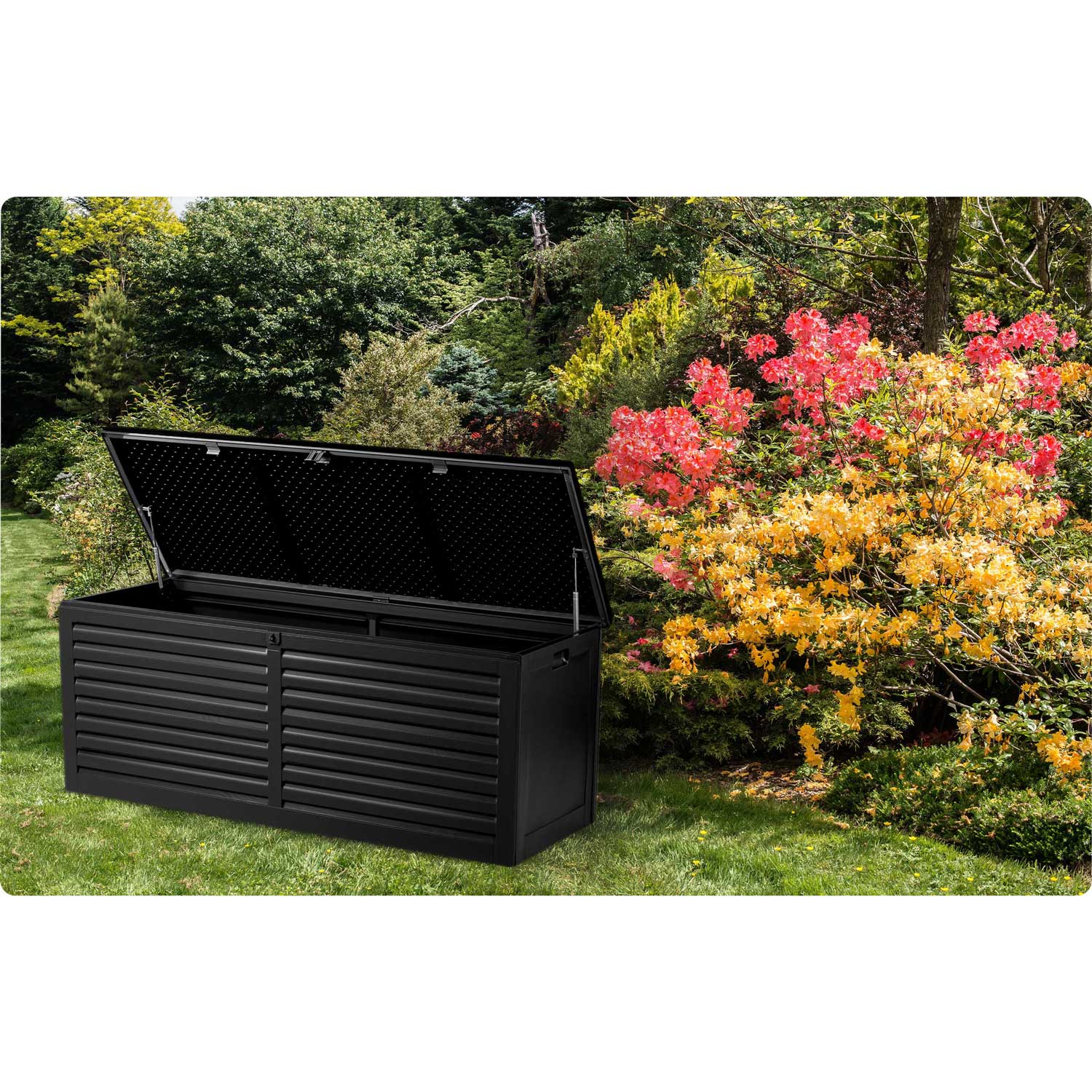 Містка Садова Скриня 390 л Чорна 143.5 x 57 x 53.5 см для Зручного Зберігання - Зображення 12