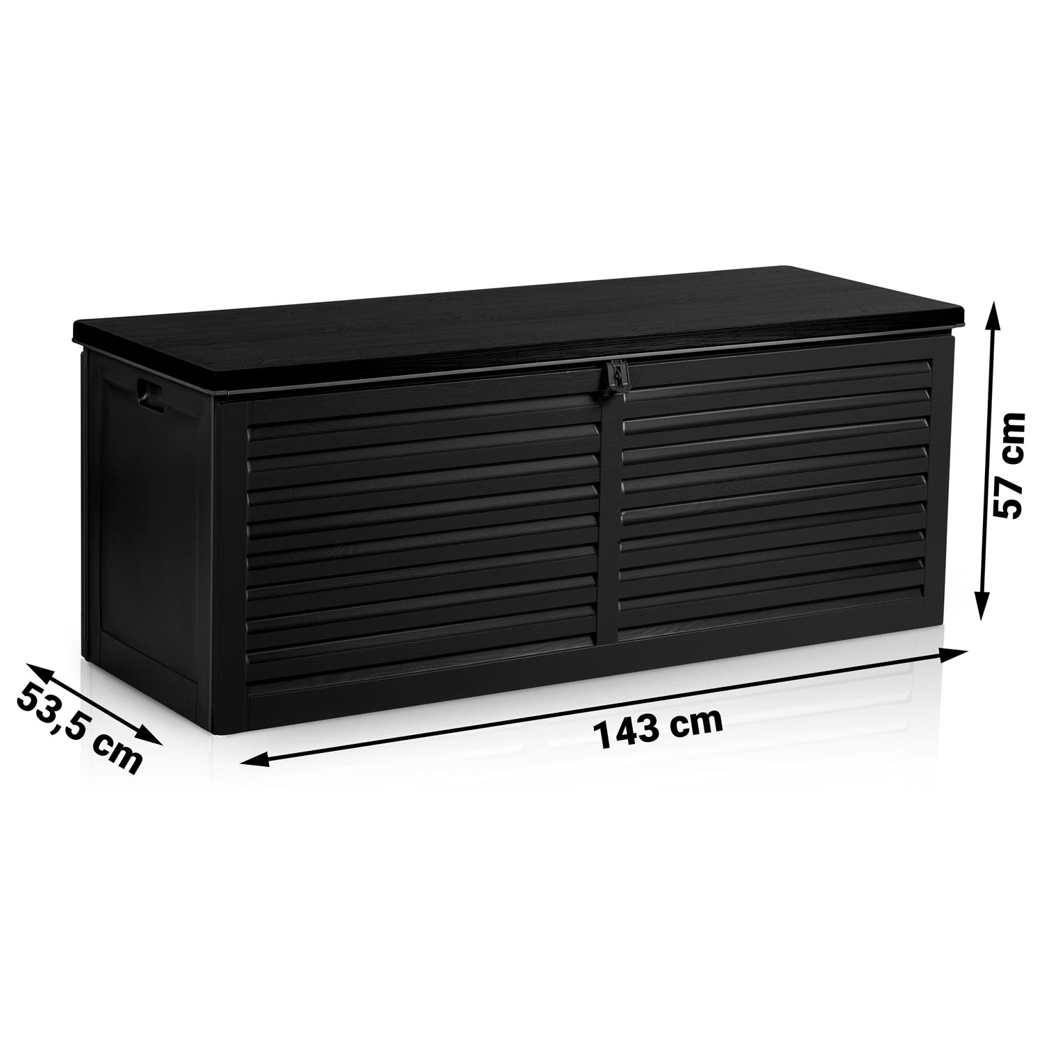 Містка Садова Скриня 390 л Чорна 143.5 x 57 x 53.5 см для Зручного Зберігання - Зображення 14