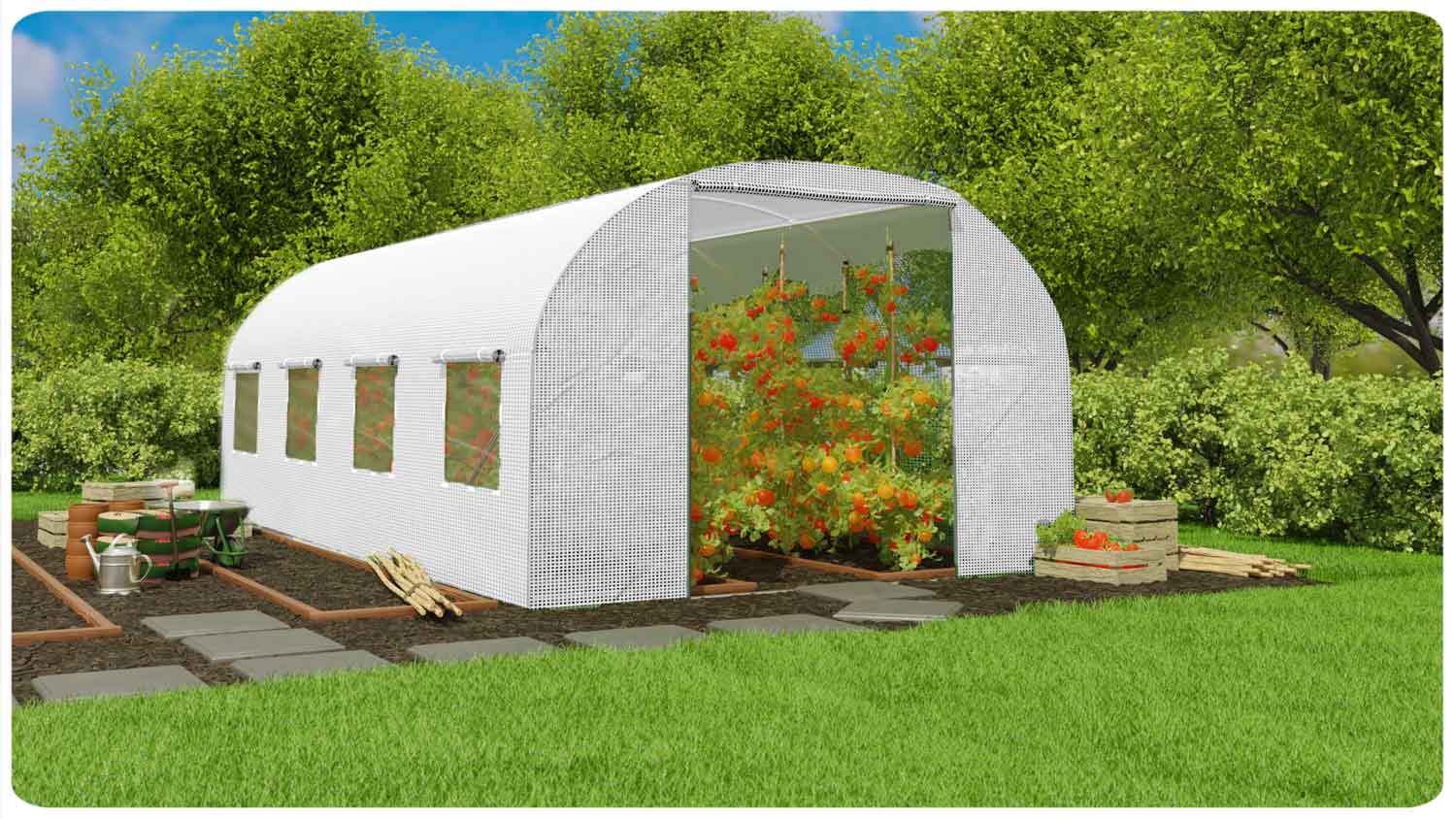 Білий Садовий Тунель Plonos 3 x 4.5 м (13.5 м²) для Ідеального Мікроклімату - Зображення 9