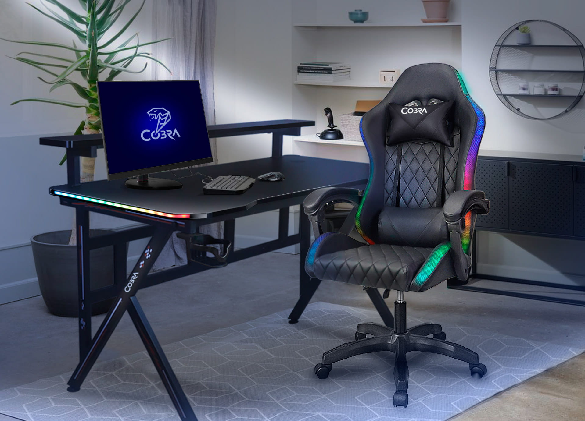 Геймерський Стіл CRF4010RGB Чорний з Яскравою LED-Підсвіткою - Зображення 2