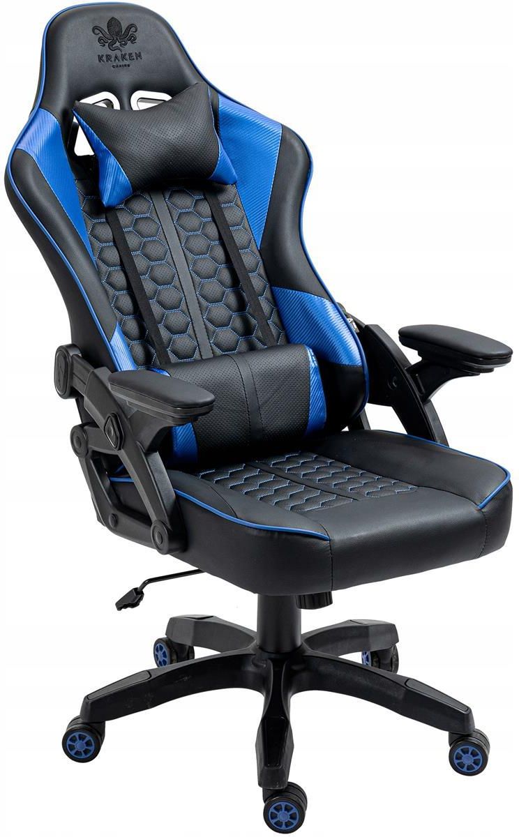 KRAKEN Feyton Black and Blue Ігрове Крісло з Елегантним Поєднанням Кольорів та Комфортною Формою - Зображення 11