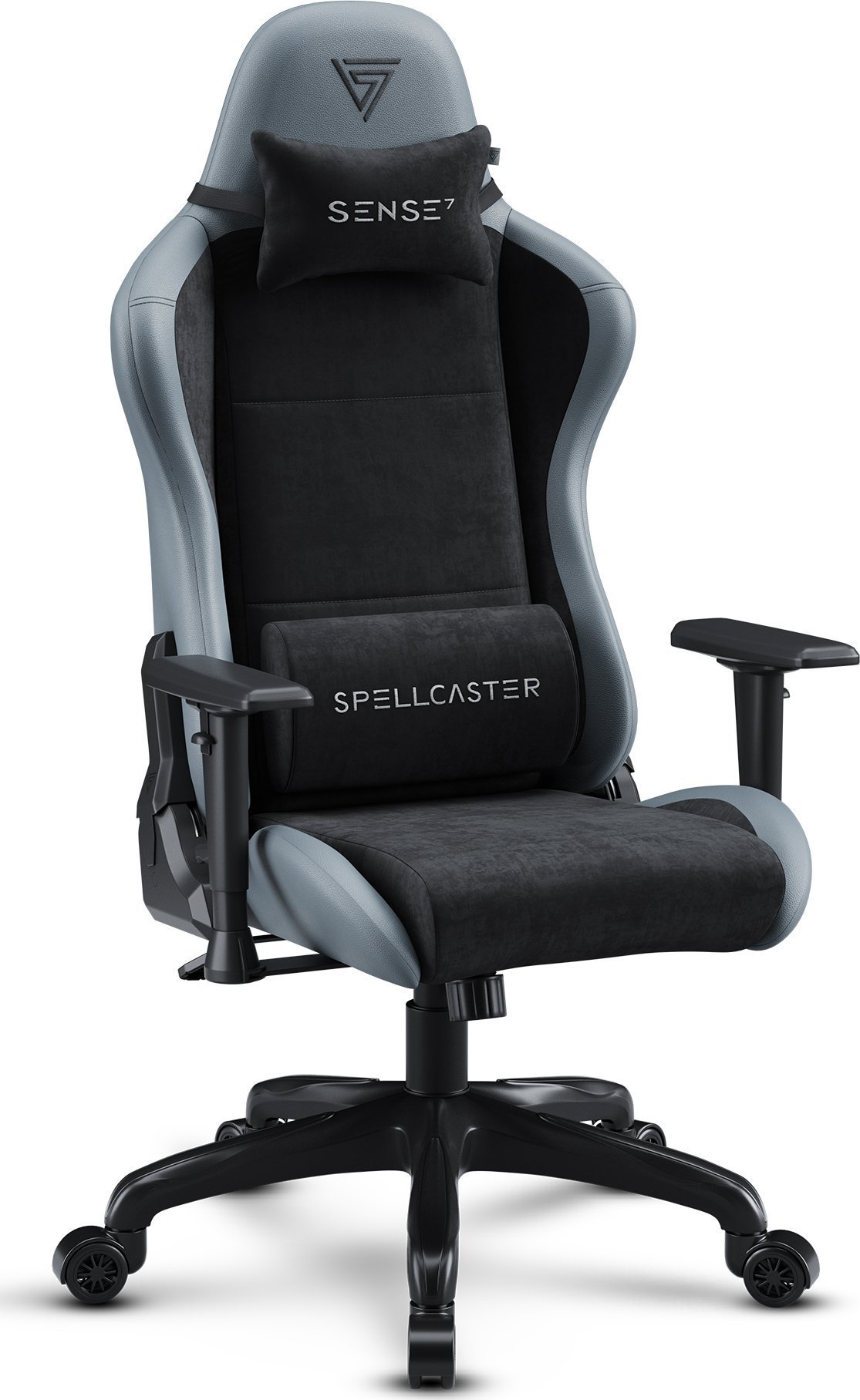Геймерське Крісло SENSE7 Spellcaster FUKU PU Чорно-Сіре Комфорт і Надійність для Ігор