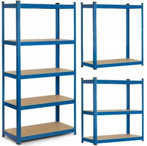 Металевий Стелаж Humberg 180x90x40 см Синій 5 Полиць Практичний для Дому