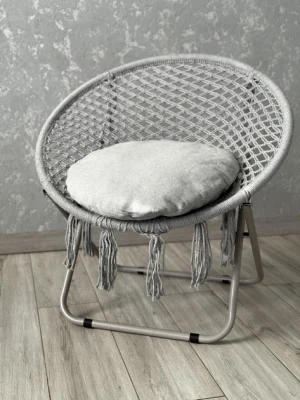 Крісла-Гамаки «Гніздо Лелеки» Розкладні Сірі з Подушкою для Домашнього та Природного Комфорту