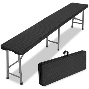 Лавка Розкладна Садова eHokery 180×28×43 см Чорний Ротанг — Елегантність і Стійкість в Одному