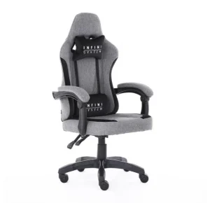 Ігрове Крісло Infini System Сіро-Чорне з Регульованою Спинкою та Підтримкою