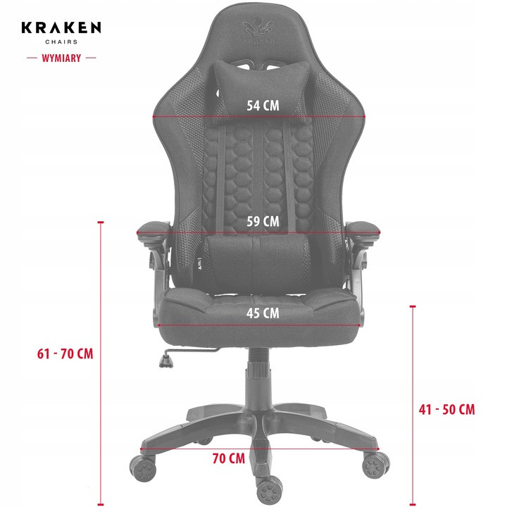 Ігрове Крісло KRAKEN Feyton Чорно-Червоне з Професійною Підтримкою для Довготривалих Сесій - Зображення 2