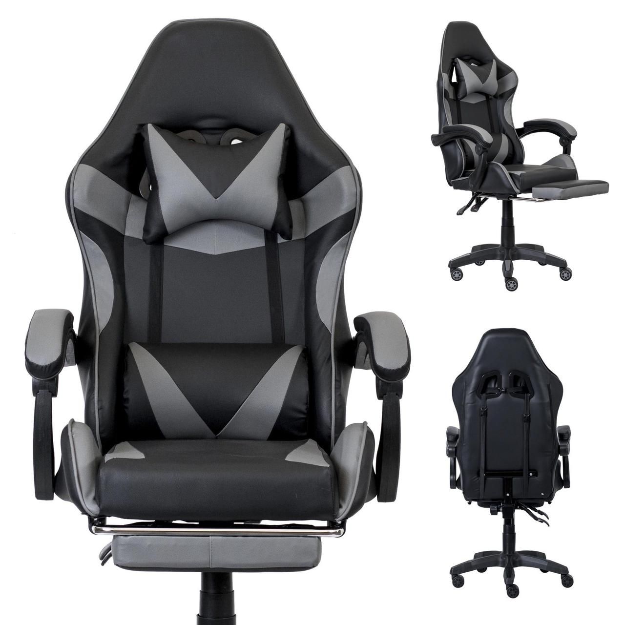 Ігрове Крісло TS-046A Gamer Swivel Чорно-Сіре з Ергономічною Конструкцією для Зручного Керування