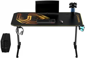 Комп'ютерний Ігровий Стіл ULTRADESK FRAG + PAD Gold 140×60 см — Золотий Акцент та Ергономічна Підкладка