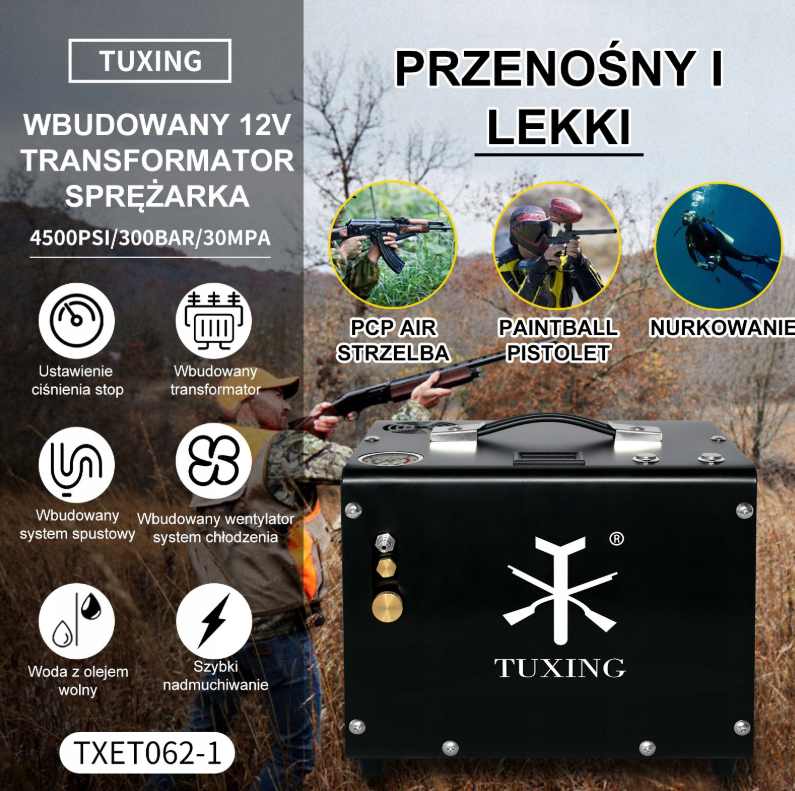 TUXING Pcp 4500Psi — Повітряний Компресор з Максимальною Ефективністю для Інтенсивного Використання - Зображення 5