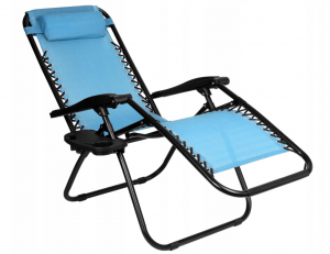 Лежак Розкладний 2в1 eHokery ORION Синій з Регульованою Спинкою для Ідеального Відпочинку