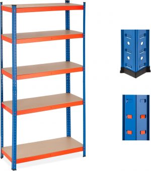 Стильний Металевий Стелаж AGA 180x90x40 см Синьо-Оранжевий 5 Полиць для Організації