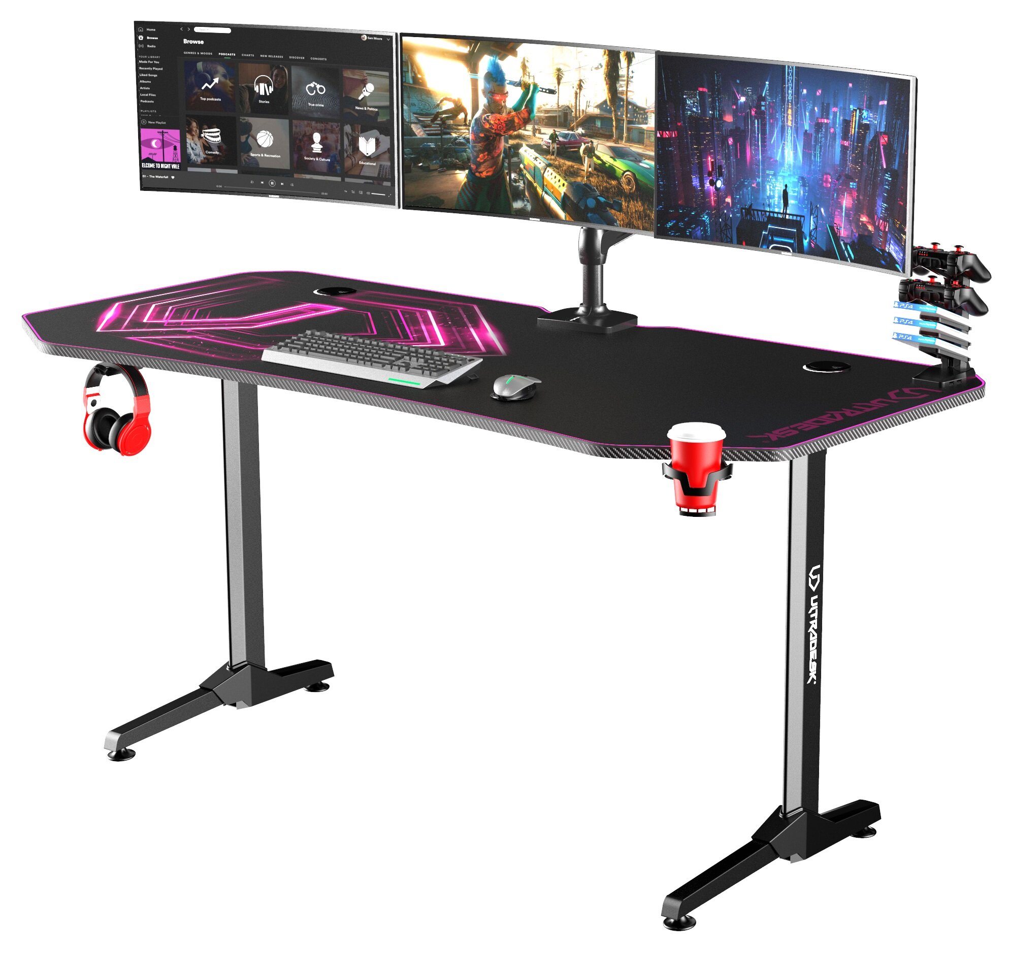 ULTRADESK FRAG XXL Pink 160×75 см — Ігровий Стіл у Рожевому Стилі для Унікального Робочого Місця - Зображення 3