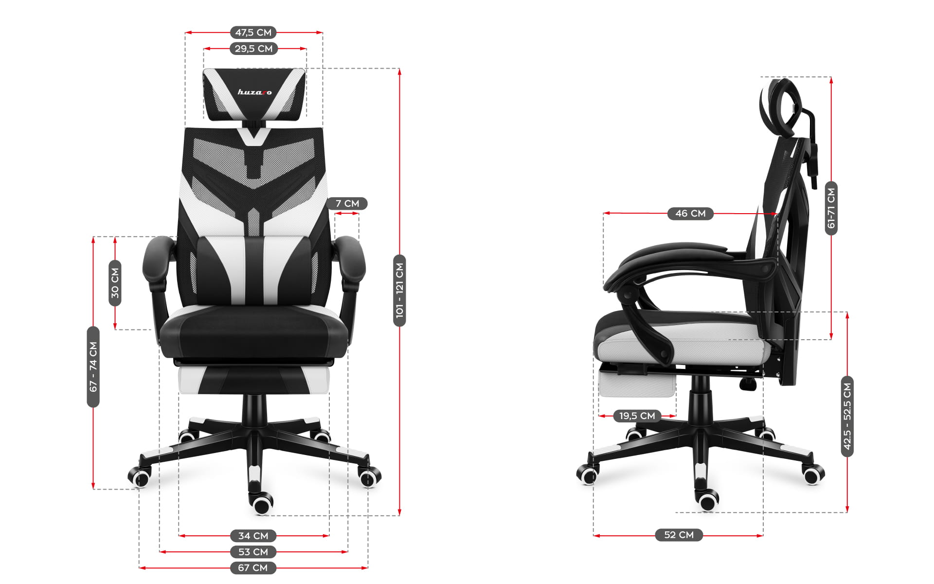 Ігрове Крісло Huzaro Combat 5.0 White з Високоякісними Матеріалами та Комфортом - Зображення 7