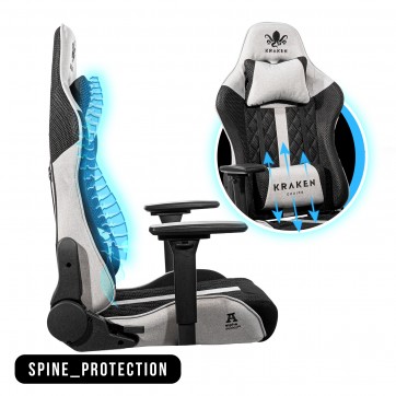 KRAKEN HELIOS Ігрове Крісло з Чорно-Сірої Тканини для Спокійного Дизайну та Щоденного Комфорту - Зображення 8