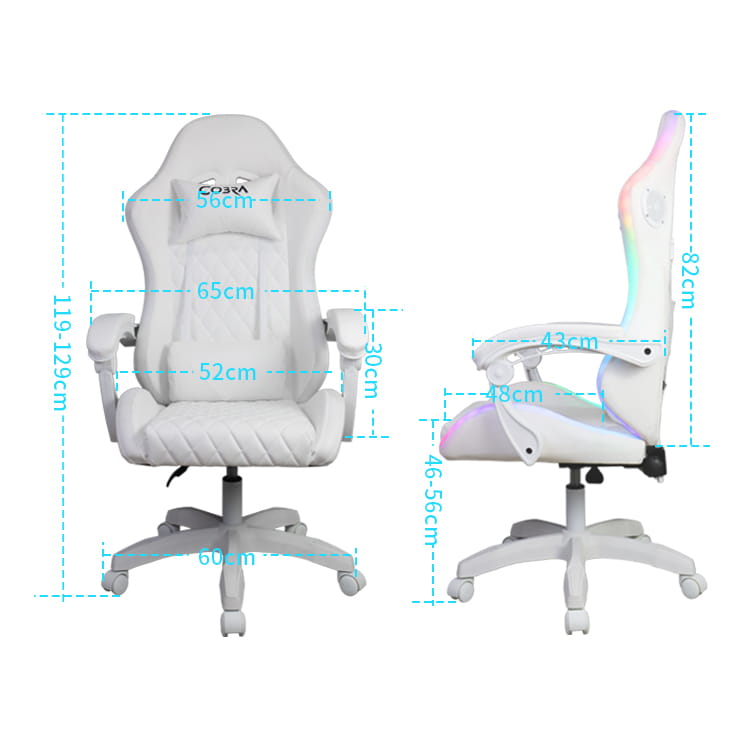 Ігрове Крісло WS8153 White з RGB Підсвіткою та Bluetooth Колонками - Зображення 10
