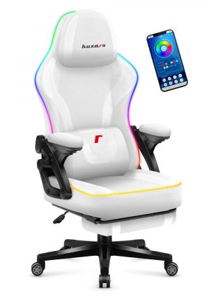 Smart Ігрове Крісло Huzaro Force 4.6 White RGB з Інтелектуальним RGB-Керуванням