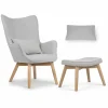 Скандинавське Крісло з Підніжкою Світло-Сіре з Посиленою Стійкістю та Теплим Стилем