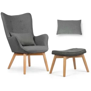 Крісло Sofatel Norse Сіре з Підніжкою для Домашнього Офісу та Зони Відпочинку