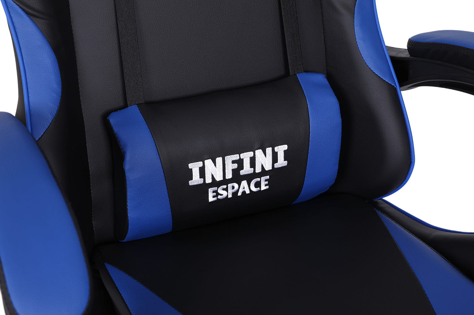 Геймерське Крісло INFINI ESPACE Чорно-Блакитне з Комфортною Спинкою та Яскравими Акцентами - Зображення 6
