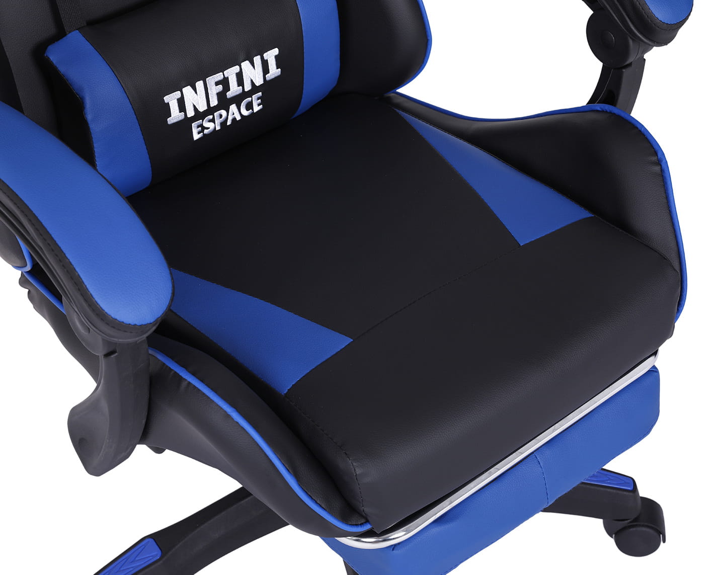 Геймерське Крісло INFINI ESPACE Чорно-Блакитне з Комфортною Спинкою та Яскравими Акцентами - Зображення 7