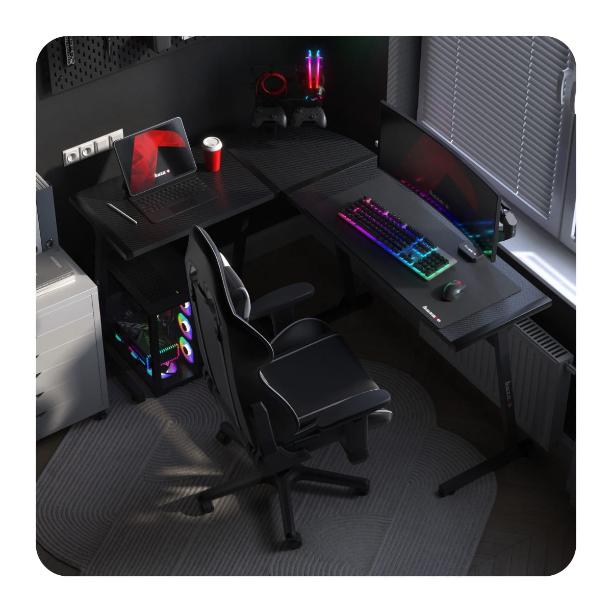 Функціональний Ігровий Стіл Huzaro Hero 6.0 Чорний із Ергономікою для Довгих Сесій - Зображення 8
