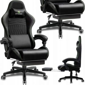 STAZER EAGLE Чорно-Зелене Ігрове Крісло з Динамічним Стилем для Справжніх Геймерів